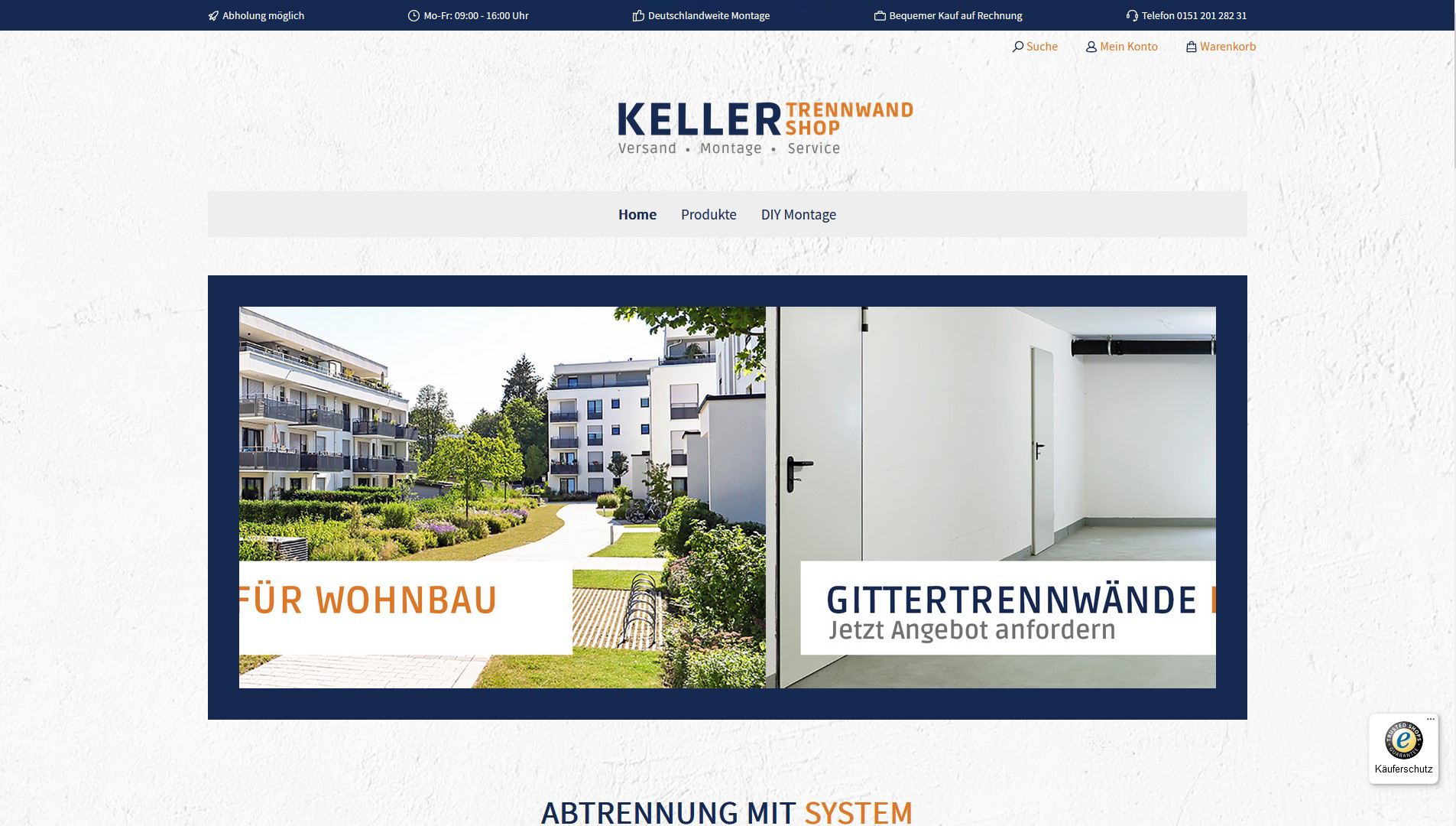 Kellertrennwand Shop